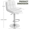 thumbnail image 3 of JJUN Bar Stools Modern Pu Leather Swivel Adjustable Hydraulic Bar Stool Square Counter Height Stool Set of 2 (White), 3 of 8