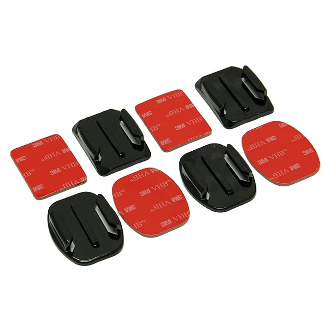 MaximalPower Adhesive Mounts for GoPro Cameras - 2X Curved Mount & 2X Flat Mounts Bundle w/ 3M Sticky Pads Tape Mount for All GoPro Action Camera on Your Helmet/Bike/Car