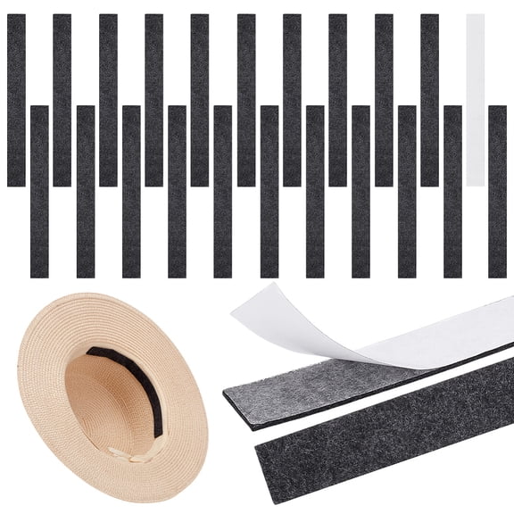 40Pcs Felt Hat Care Size Reducer Strips Rectangle Hat Sizing Tape Black Felt Strips Black 200x20x2mm