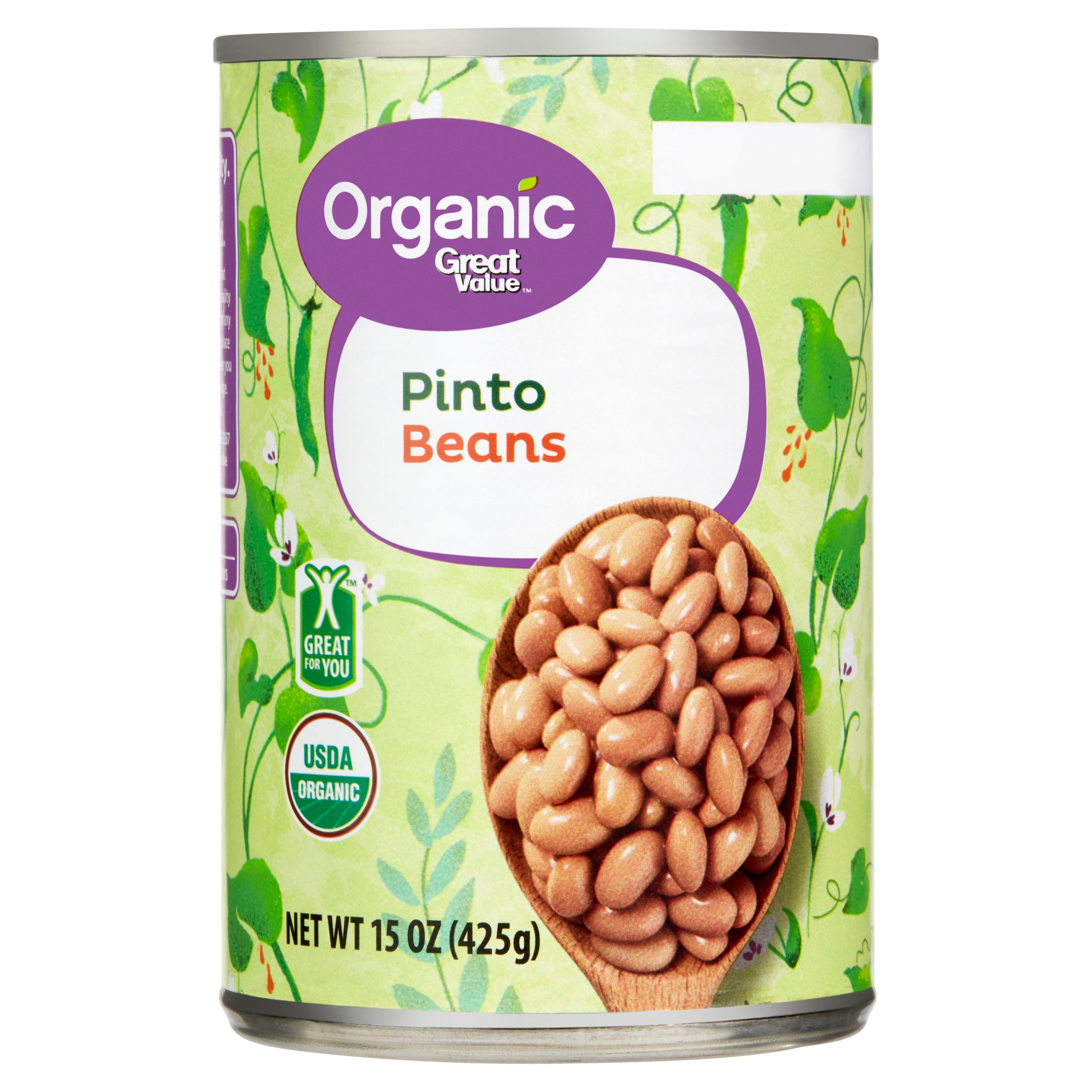 (6 pack) Great Value Organic Pinto Beans, Canned, 15 oz