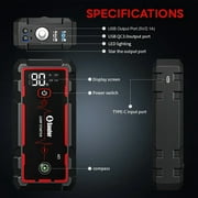 Soulor 3000A Car Jump Starters for 8.0L Gas 4.0L Diesel 12V Lithium Jump Box with Jumper Cables, Dual USB Ports, LED Light