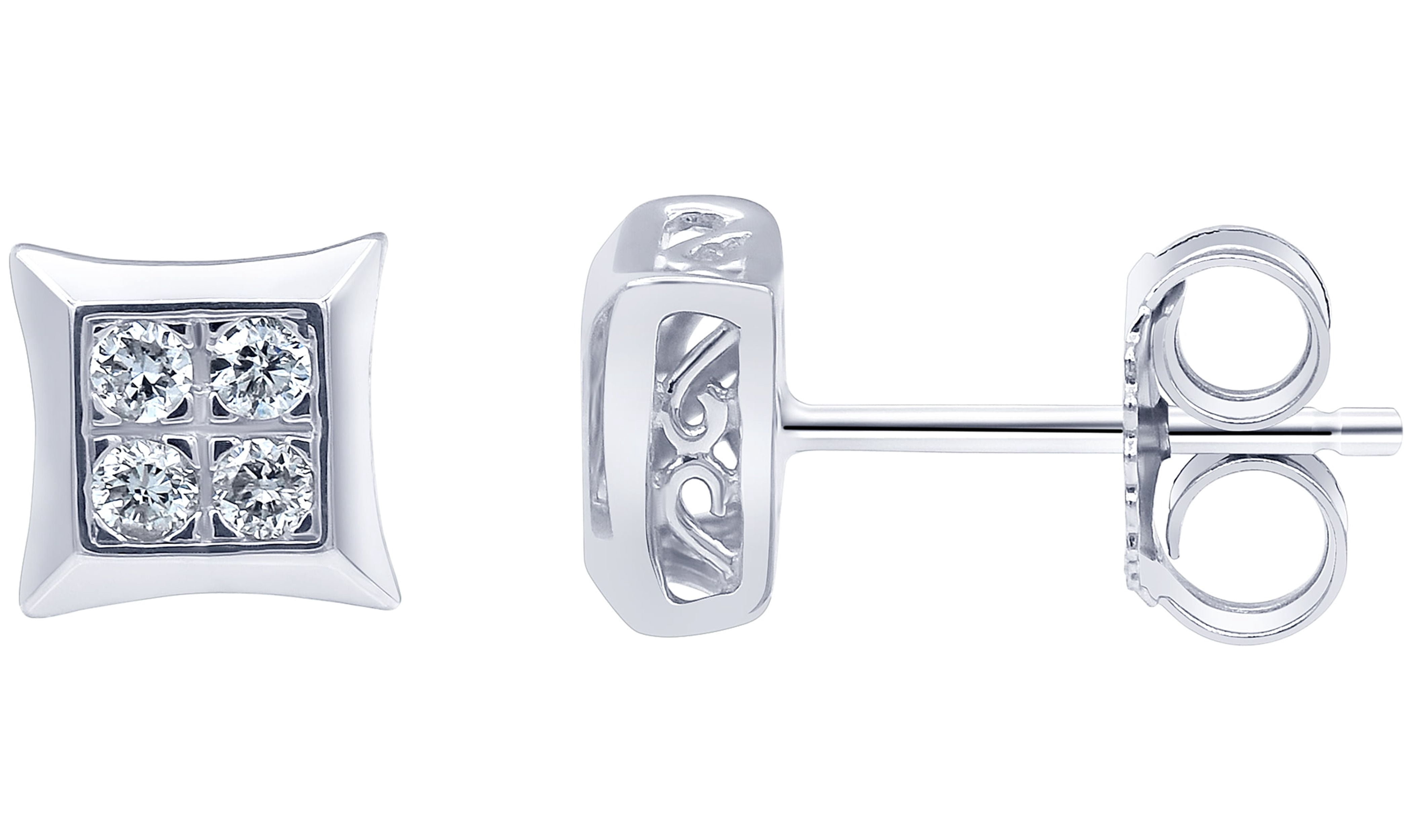Arista 1/4 Carat T.W Lab Grown Diamond Square Shaped Women's Stud Earring in Sterling Silver (I, SI)