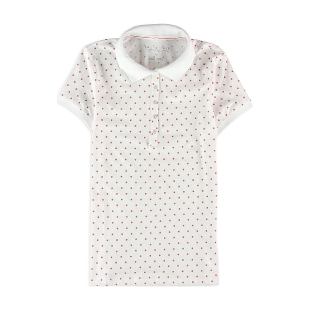 Aeropostale Polo de lunares para mujer, blanco, extra pequeño Aeropostale Polo
