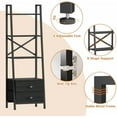 thumbnail image 5 of 4-Tier Ladder Shelf,Small Bookshelf with 2 Drawers,Vertical Bookcase Storage Rack Organizer,Display Bookshelves for Living Room,Bedroom,Bathroom,Home Office,Kitchen,Rustic Brown,Black Oak, 5 of 8