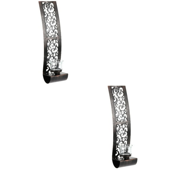 2 Pieces Wall Hanging Candle Holder Tall Gold Sconces Candlesticks Black