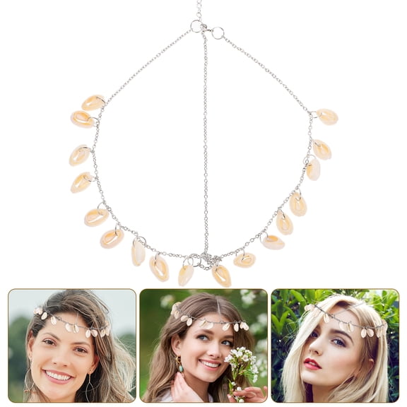 PartyKindom Seashell Headpiece Hair Pieces Headband Silver Hair Holding for Women Beach 1Pack