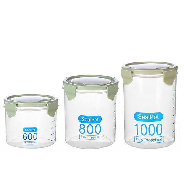 3PCS Food Storage Container Set Clear Pantry Storage Container Cereal Container