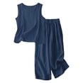 thumbnail image 6 of mgoYE Teen Girls Cotton Linen Pants Sets Solid Sleeveless Crewneck Tank Top Wide Leg Beach Trousers 2Pcs Kids Summer Outfit Size 3-14 T Size 13-14 Years, 6 of 6