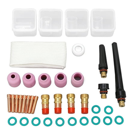 

Big sale 38Pcs TIG Welding Accessory Set Ceramic Nozzle Glass Cup Connector Electrode Clamp for WP 17 18 26