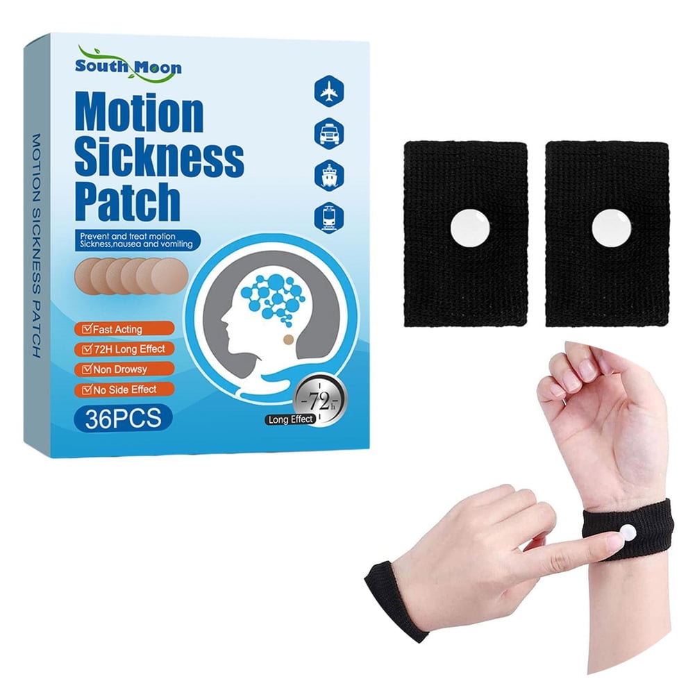 Seasick Patches Anti Nausea Patches Behind Ear, with  Elastic Fabric Anti-nausea Wristband