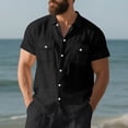 thumbnail image 2 of Camisetas de Manga Corta con Botón de la Solapa de los Hombres de Ajuste Suelto Cardigan de Bolsillo Moda Superior Verano Casual, 2 of 9