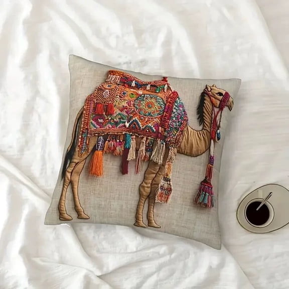Jubipavy Pillows Cover Digital Print Colorful Camels Pillowcase One-Sided Print With Zipper Closure Soft Cushion Cover Home Ambiance Decor