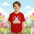 thumbnail image 2 of Shadoumai Kids Easter Shirts Girls Easter's Day Letter Graphic Printed Crewneck Short Sleeve T Shirts Fashion Casual Vacation Tops Girls Summer Tops T-Shirts, 2 of 7