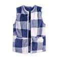 thumbnail image 5 of qolati Womens Fuzzy Fleece Vest Soft Flannel Plaid Sherpa Sleeveless Open Front Jacket Warm Casual Fall Winter Layering Outerwear with Pockets, Size S-2XL, 5 of 9