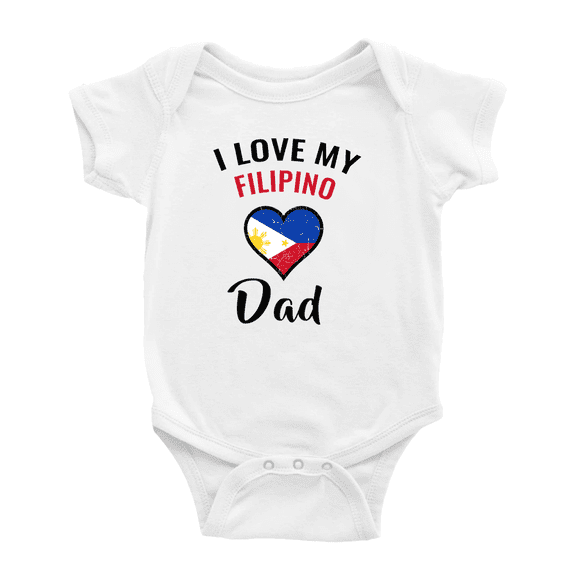 I Love My Filipino Dad Heart Flag Baby Bodysuit Newborn Clothes Outfits (White, 0-3 Months)