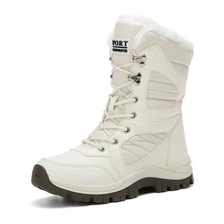 

Ediodpoh Fashion Winter Women Snow Boots Thick Soled Non Upper Lace up High Top Warm And Comfortable Shoes Women s Boots White 9