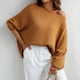 thumbnail image 2 of Ronda Masajeadores de cuello lado split suéter moda suelta manga larga Jumper Top para otoño invierno amarillo S, 2 of 8