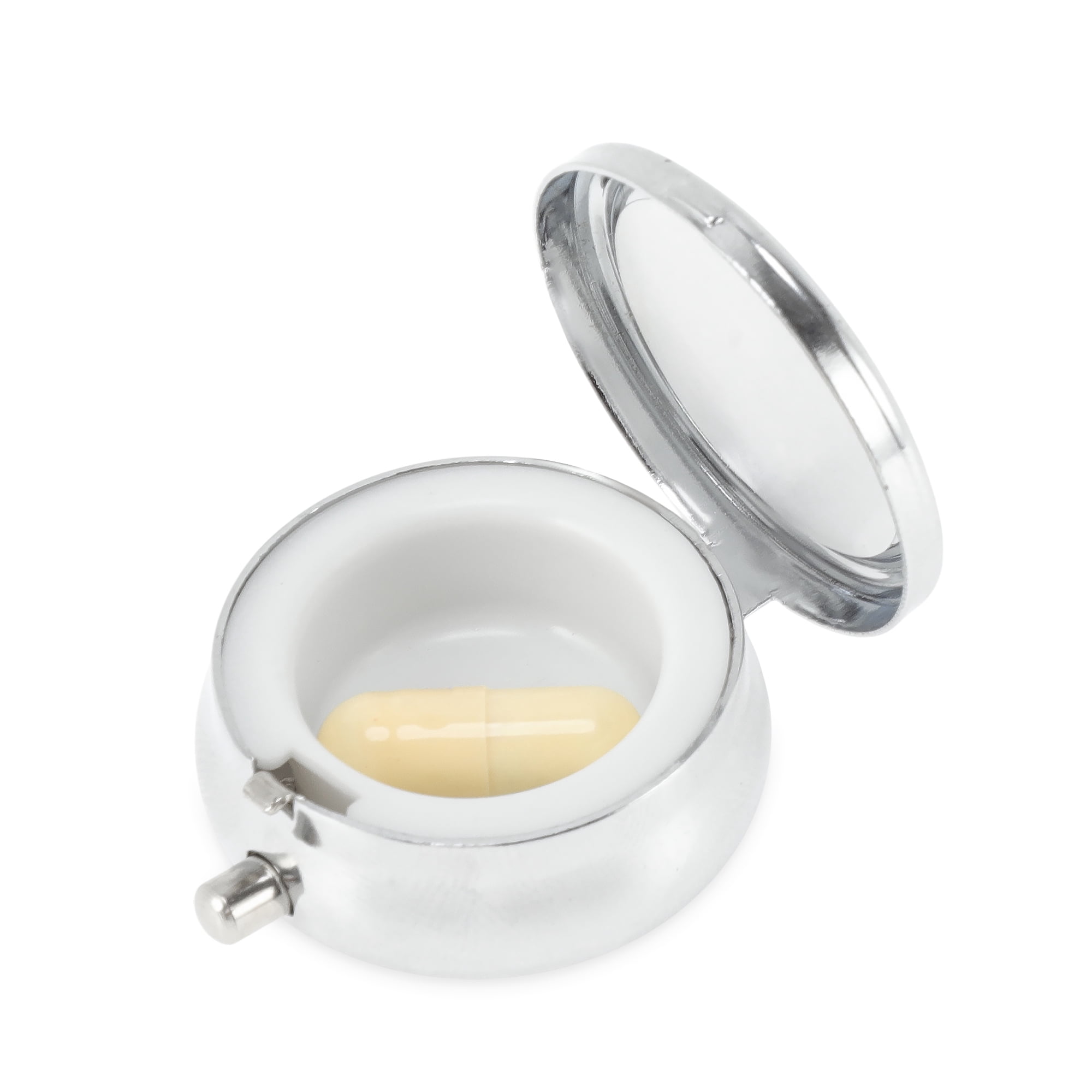 Unique Bargains Round Single Compartment Pill Cases Silver Tone 1 Pc [3.5cm Diameter]