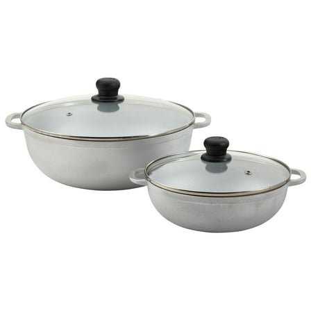 IMUSA 2.5/7.0qt Cast Aluminum Caldero 2pc Set with Glass lid - 22/30cm