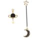 thumbnail image 1 of Pendientes de la Estrella de la Luna, Aretes de Luna Estrella Asimétricos Negros Ampliamento Usados ​​para la Pelota, 1 of 8