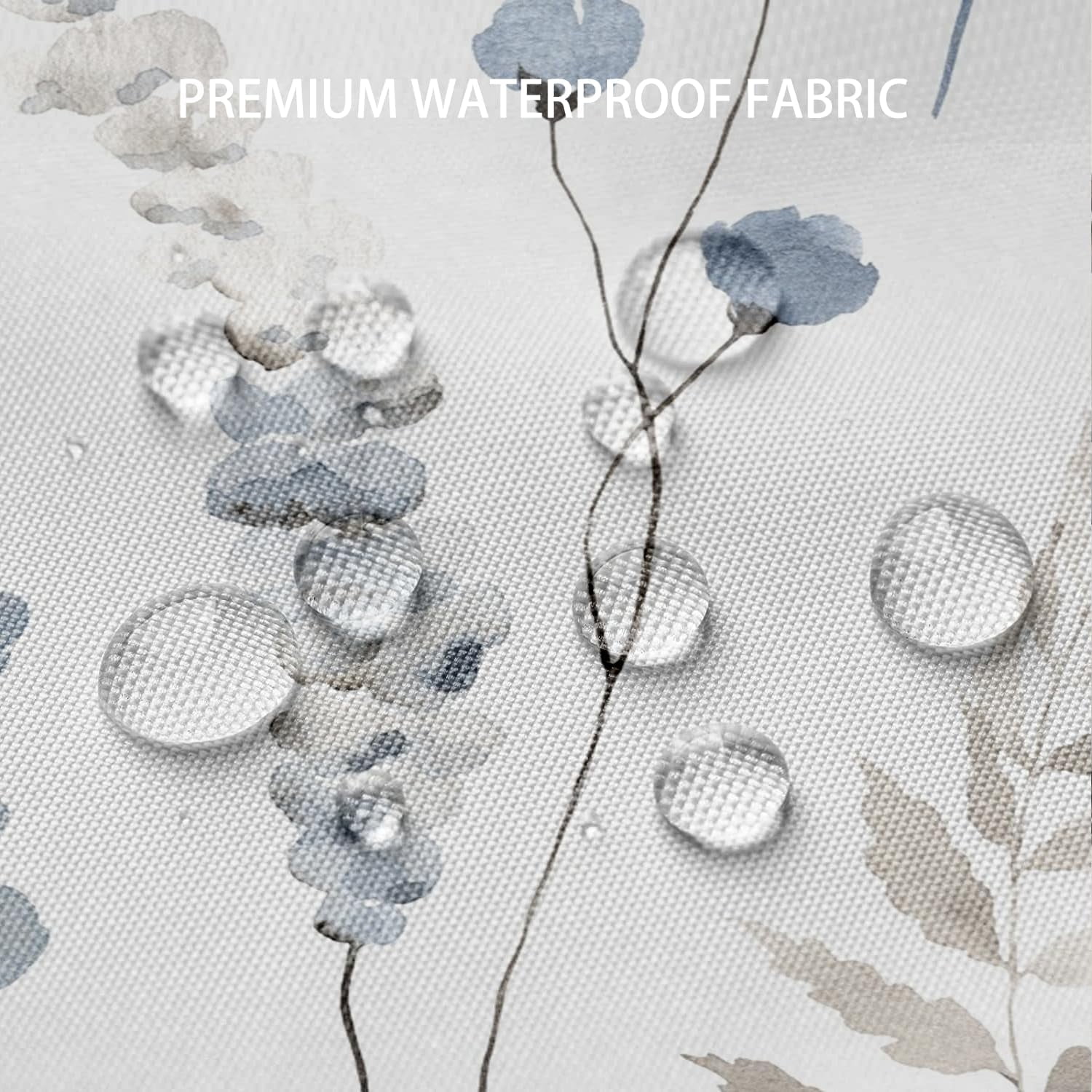 Blue Watercolor Floral Shower Curtain 72 x 72 Inch, Waterproof Fabric Flowers Shower Curtain for Bathroom, Minimalist Wildflower Shower Curtain with 12 Hooks