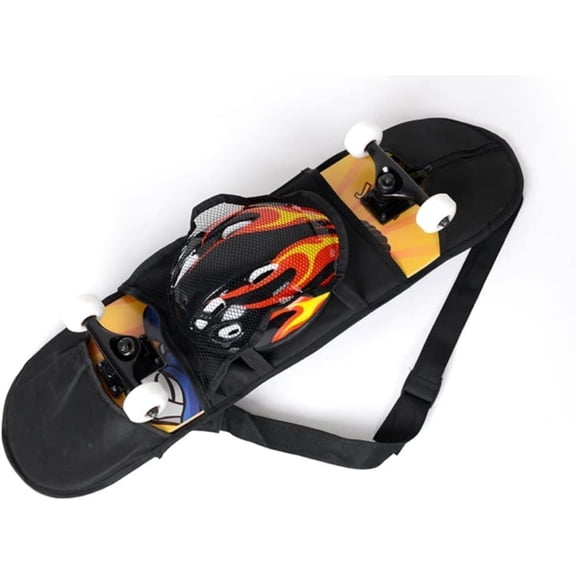 32"*8" Black Skateboard Carry Bag Backpack Rucksack Straps with Mesh