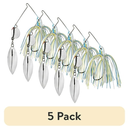 (5 pack) Promo Spinnerbait Lure 1/4 oz Colorado Willow White Blue Yellow