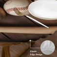 thumbnail image 3 of Baseball Round Tablecloth, Fitted Table Cover with Elastic for 45"-54" Round Tables, Farmhouse Retro Sport Theme Brown Wooden Grain Table Cloth Outdoor Indoor Dinning Party Waterproof Tablecloths, 3 of 7