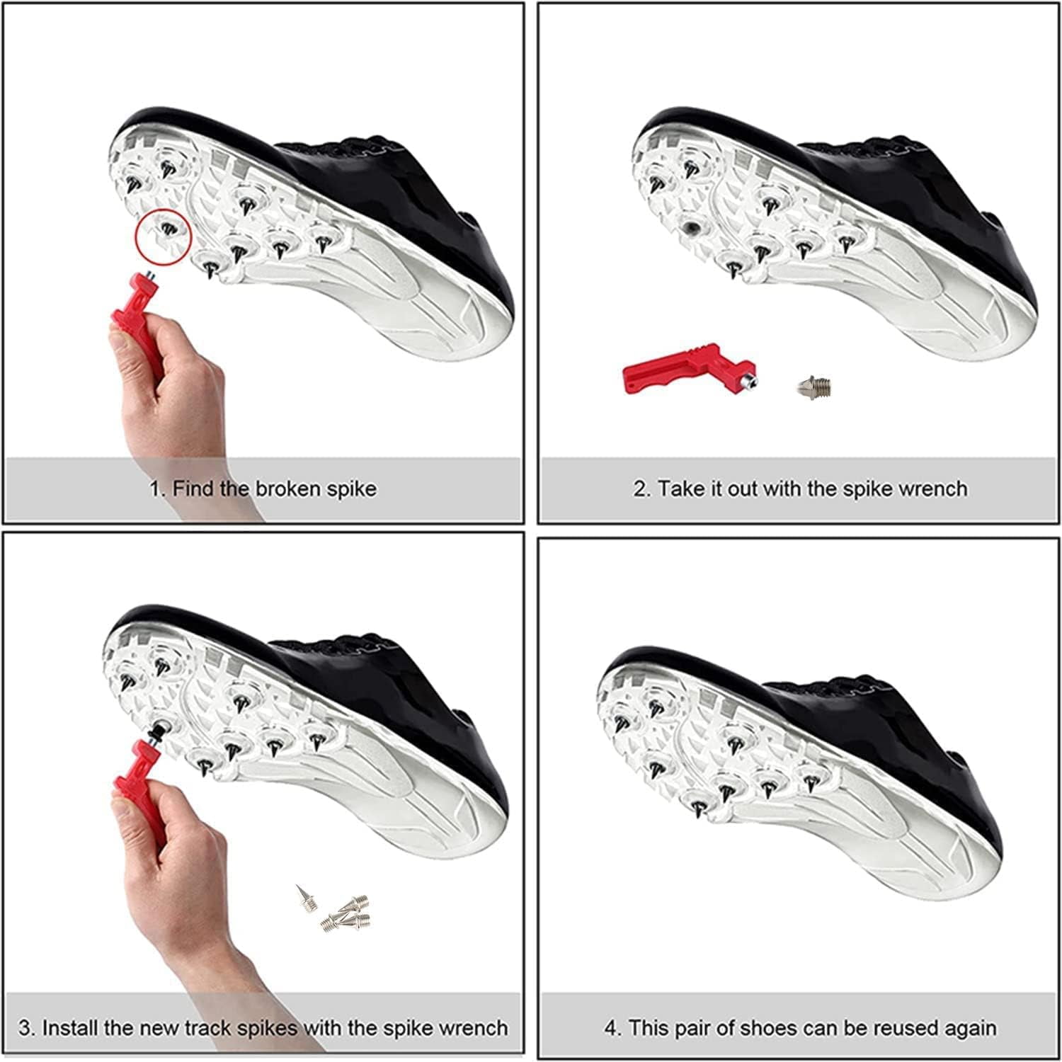 Pack of 50 6 mm Track Spikes with 1 Spike Key Sturdy Cross Country Spikes for Jumping Running Hiking Plastic Catwalk Walmart