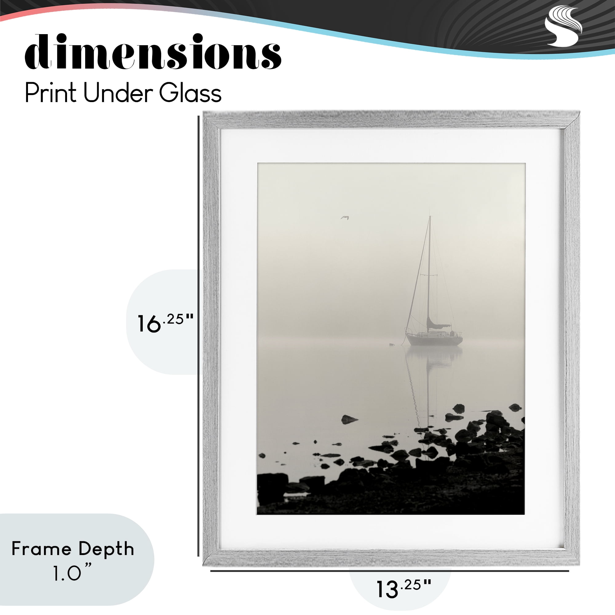 Stupell Industries Moored In Fog Gray Framed Print Under Glass, design by Nicholas Bell