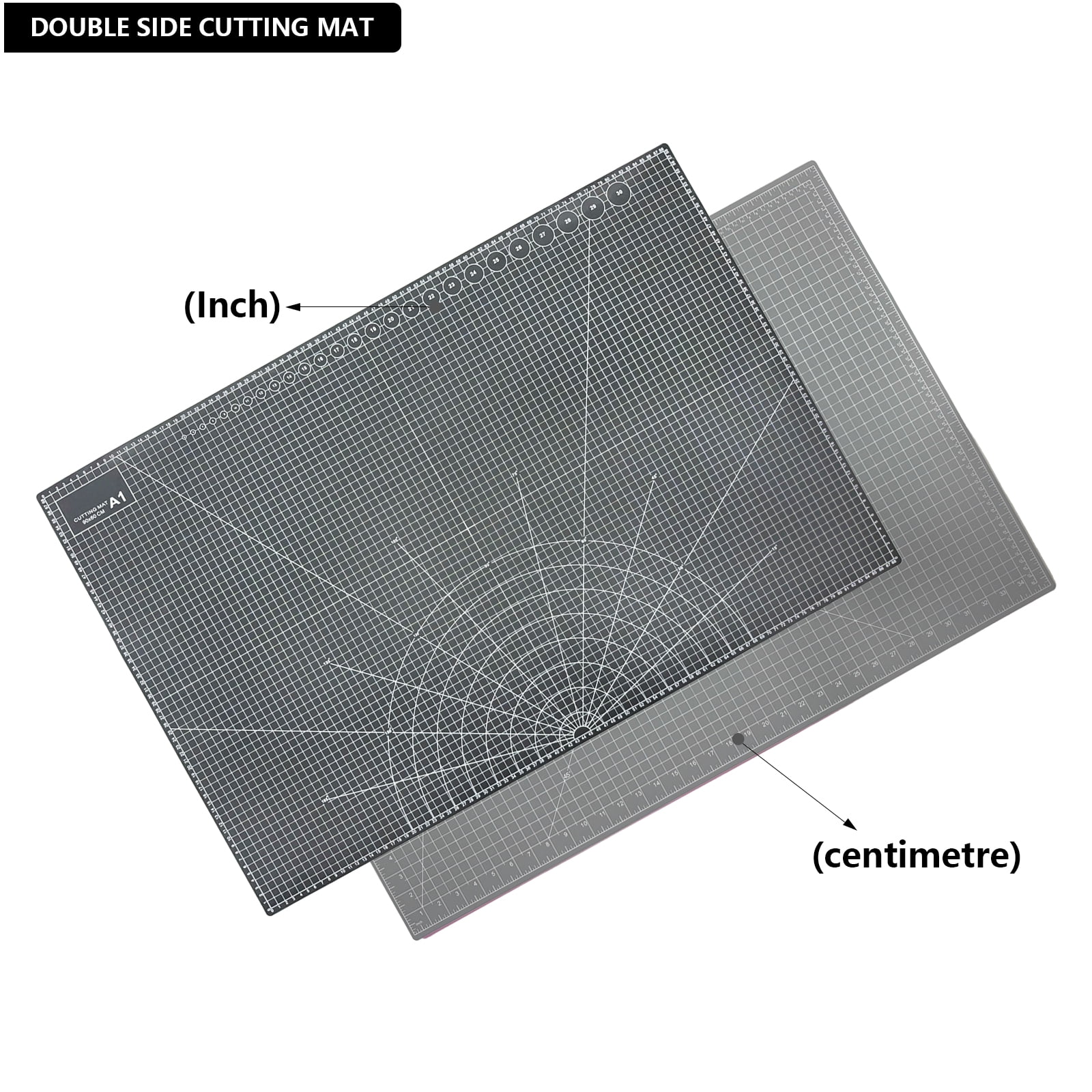 FrenzyBird 35" x 23" Large Self Healing PVC Cutting Mat, Double Sided, Gridded Rotary Cutting Board for Craft, Quilting, Fabric, Scrapbooking，Sewing（A1-Black or Gray）