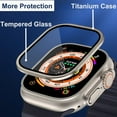 thumbnail image 2 of 2 Pack Apple Watch Ultra 49mm Tempered Glass Screen Protector with Titanium Alloy Case, Full Coverage Bubble Free Anti-Scratch Waterproof HD Film for iwatch Ultra, 2 of 5