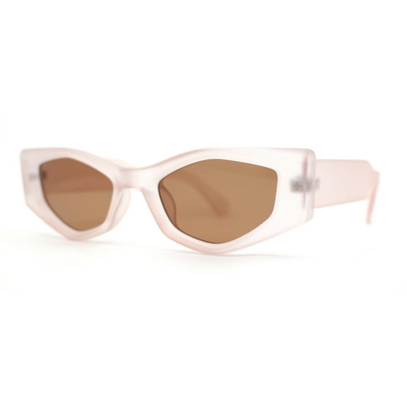 Womens Geometric Angular Mod Thick Bevel Cat Eye Sunglasses Pink - Brown