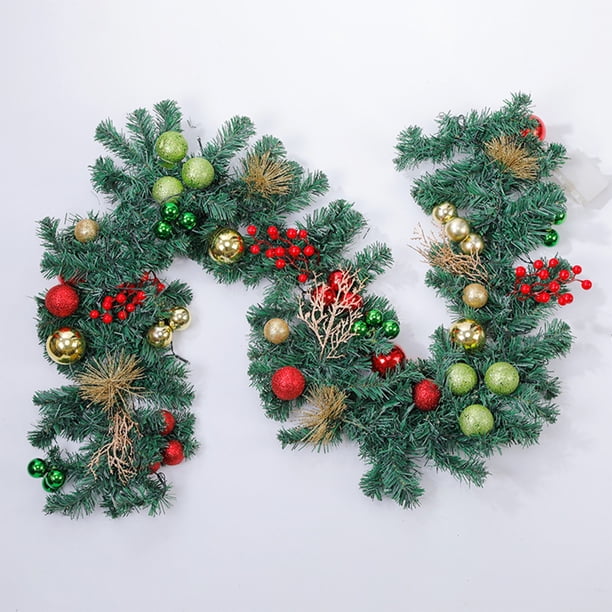 Adornos colgantes para puerta, adornos navideños de ratán con iluminación para habitación, mostrador, puerta, pared, ventana, adornos para árboles de Navidad, adornos colgantes de bolas de plásti