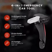 HOM Car Door Handle for Elderly - Multifunction Car Door Grabbers for Seniors with Window Breaker, Seatbelt Cutter & Built-in Flashlight (2-pack)