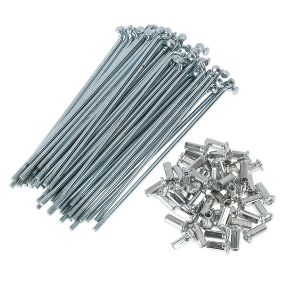 48 Set 10G Bicycle Spokes 125mm Bike Wheel Spokes Carbon Steel Galvanized Silver Tone