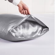 Yidarton Satin Pillowcase for Skin and Hair, Soft Next to Skin, Silk Satin Pillowcase 2 Pack, Standard Size, Queen Size, King Size, Light gray