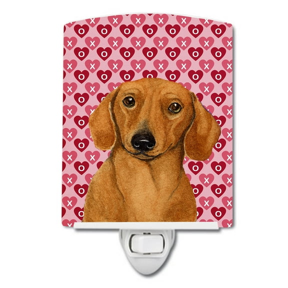 Caroline's Treasures LH9132CNL Dachshund Hearts Love and Valentine's Day Portrait Ceramic Night Light, 6x4x3",