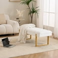 thumbnail image 6 of Velvet Ottoman Bedroom Bench, 46.5" Tufted Padded End of Bed Bench with Gold Legs, Upholstered Dining Table Bench Shoe Bench for Living Room Entryway Window, 6 of 8