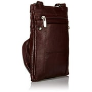 Roma Leathers Genuine Leather Multi-Pocket Crossbody Purse Bag (Black)