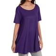 thumbnail image 2 of Womens Short Sleeve Casual Loose Fit Flare Swing Tunic Tops Basic T-Shirt Plus Size, 2 of 6