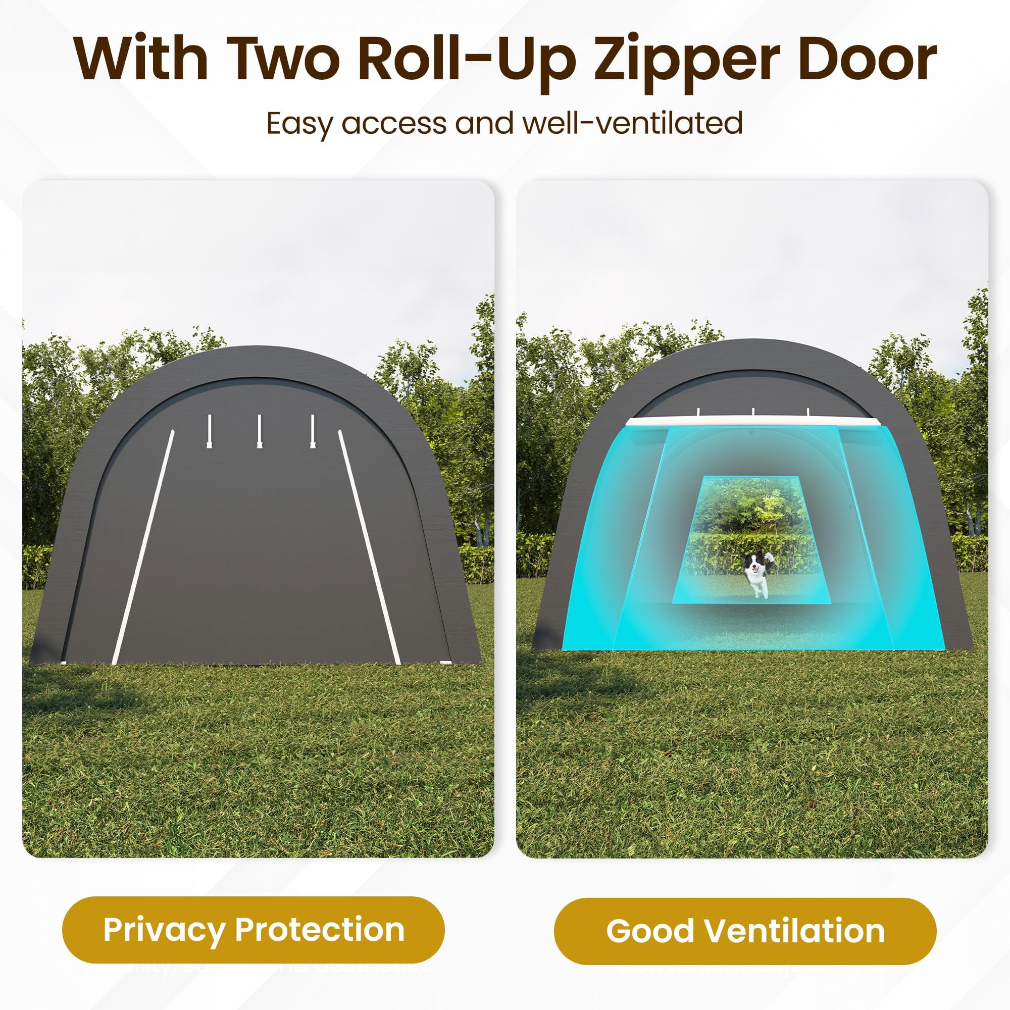May in Color Domed Carport 12' x 25', Portable Garage with 2 Roll up Doors, Heavy Duty Car Canopy Party Tent, All-Season Storage Shelter Shed Carport for Motorcycle, Boat, Truck, or Garden Tools