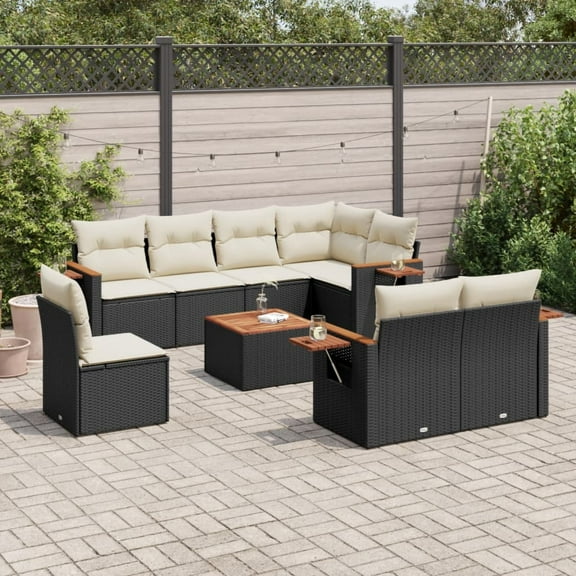 vidaXL Garden Sofa Set Black