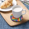 thumbnail image 5 of Rainbow Color Line Drinks Coasters, Non-Scratch Cork Base Round Cups Mats for for Wooden Coffee Table, Cool Housewarming Gift for Home Decor, 5 of 7