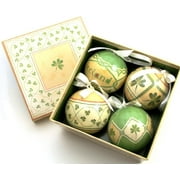 Royal Tara Set of 4 Irish Globe Baubles Christmas Tree Ornament 7.5 cm/ 3" Green Color - Gift Box from Ireland