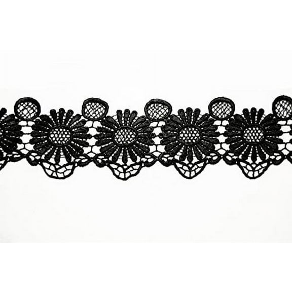 Altotux 2.75" Black Flower Guipure Venice Lace Trim Sewing Notions By Yardage
