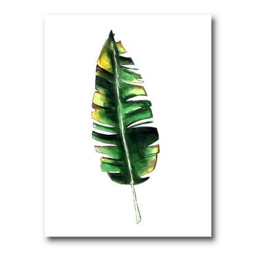 Designart ' Single Banana Leaf On White ' Bohemian & Eclectic Canvas Wall Art Print