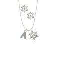 thumbnail image 2 of Delight Jewelry Silvertone Crystal Initial - A - Silver tone Snowflake Charm Necklace and Stud Earrings, 2 of 4