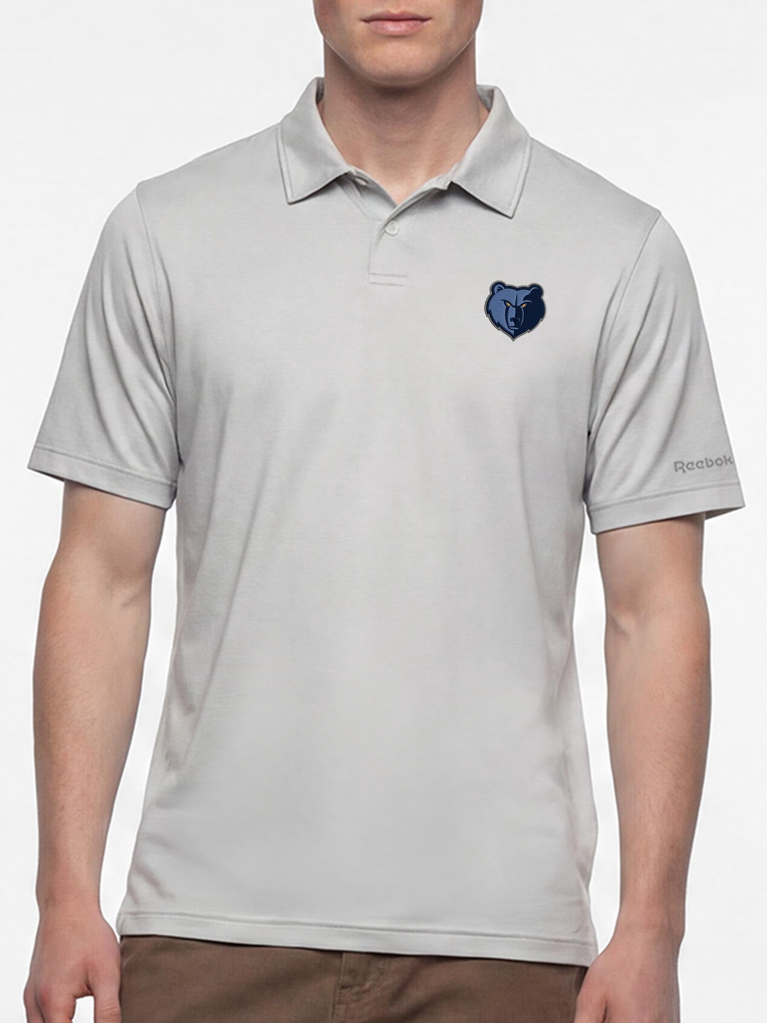 Memphis Grizzlies Reebok Mens Gray Short Sleeve Polo Shirt