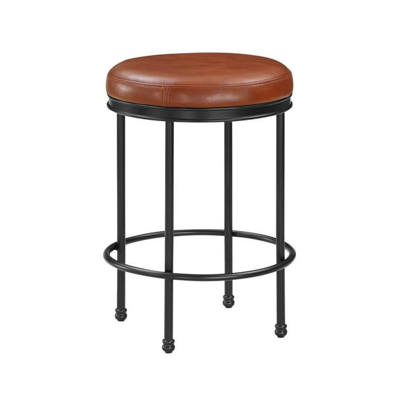 Montecarlo Caramel Faux Leather and Metal Backless Counter Height Stool